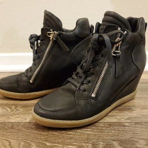 Leather Wedge Sneakers